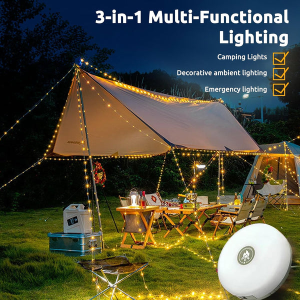 KooPower 33Ft Camping String Lights - Portable LED Tent Lights with 5 Modes