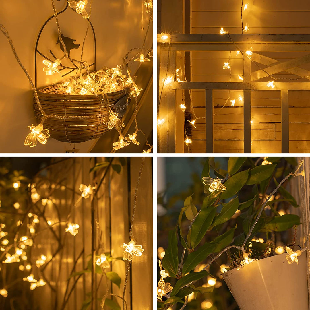 🌞 Solar Bee String Lights 33ft / 10M, 50 LEDs